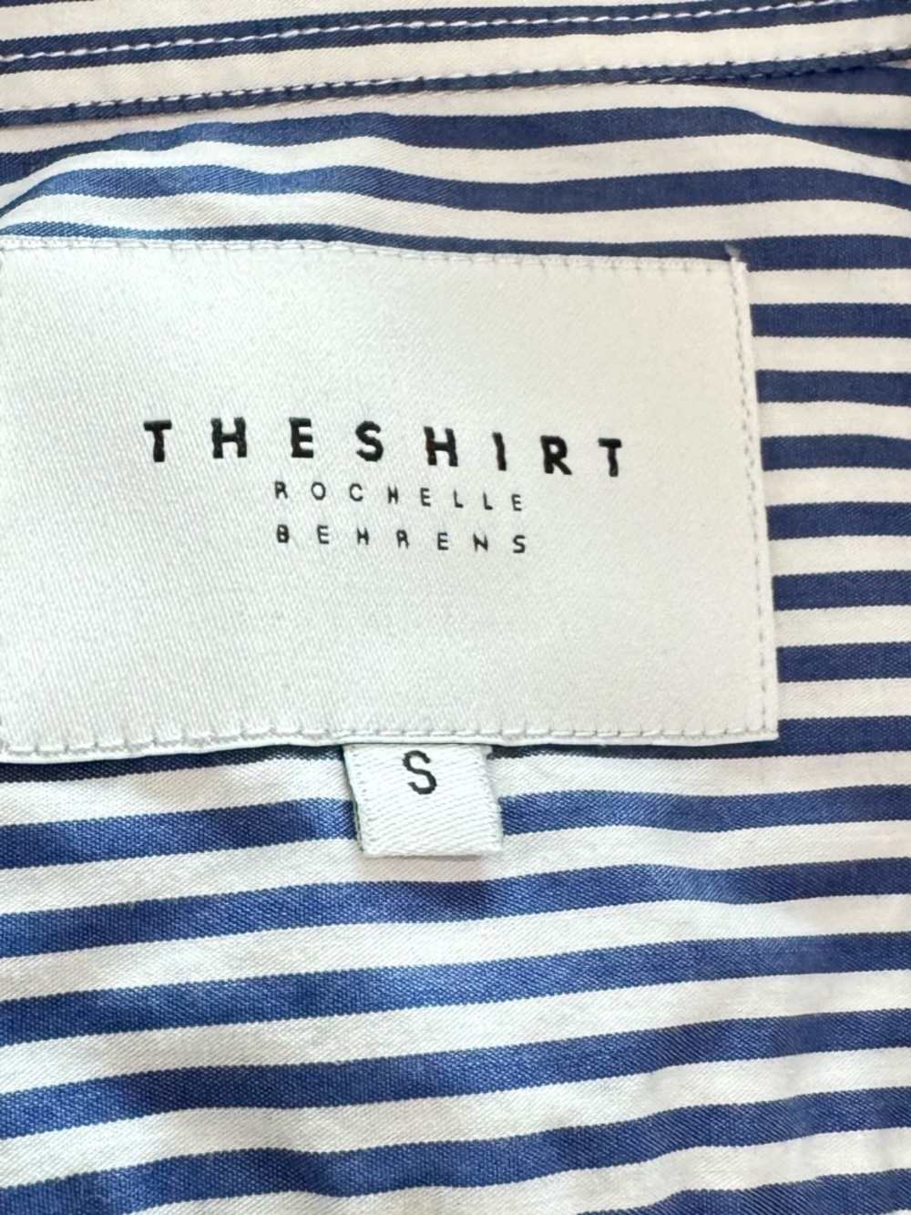 The Shirt by Rochelle Behrens Blue & White Striped Button-Down Shirt Small - Picture 6 of 6